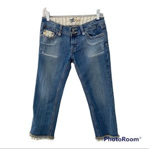 Miss Me Glendora Crop Jeans Size 28/6 Distressed Stretch Denim Flap Pockets